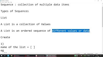 XI Computer Science Chapter 7 Lists in Python Part 1