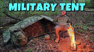 Solo Overnight Camp In Military Tent | First Camp Of Fall