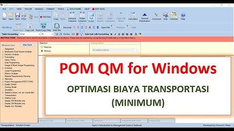 Tutorial POM QM untuk Optimasi Biaya Transportasi (Minimum)