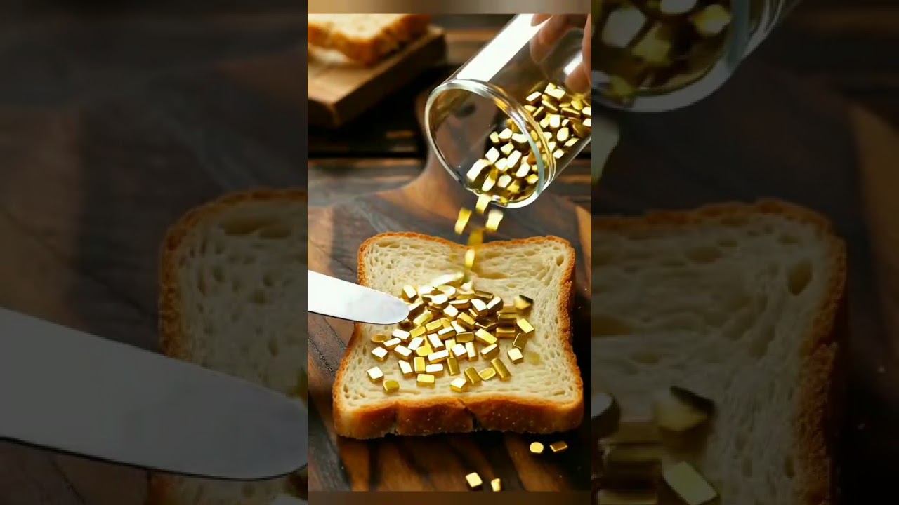 ASMR Gold Bars Spreading | Gold Spread on Toast | Satisfying ASMR Gold Bar | Gold Bar Spreading