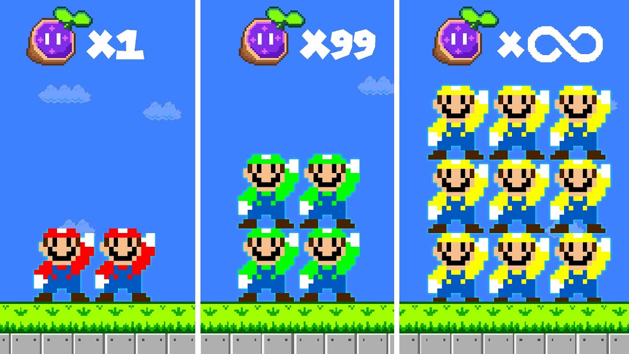 Super Mario Bros. but Every Seed Powerups make Mario's DOUBLE Trouble | Game Animation