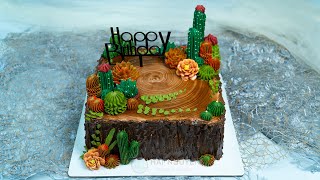 How To Make Beautiful Cactus Cake | Cách Làm Chiếc Bánh Trang Trí Hoa Xương Rồng Cực Xinh Xắn