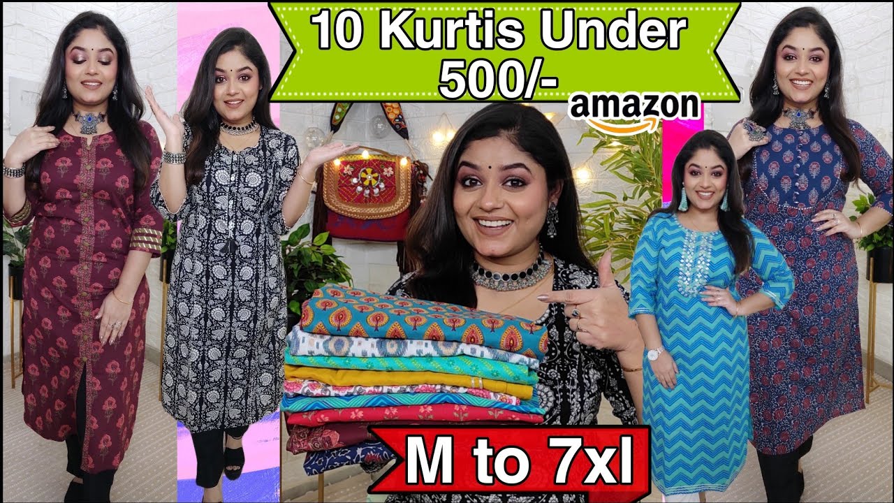 amazon kurtis under 300 haul - trial and review / 6 different kurtis -  YouTube