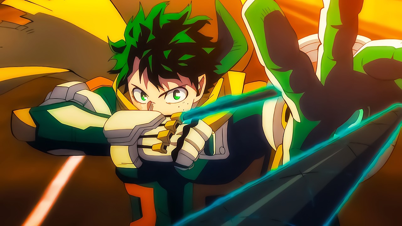 Deku em cena de My Hero Academia