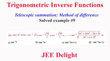 ITF| Telescopic summation| Method of difference| Solved example #9 (details in description)