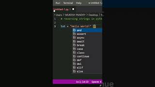 Reversing A String In Python | CyberwarriorsAP #shorts