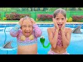 MC Divertida diverte na piscina com sua amiga Jessica | Funny Story for Kids - Família MC Divertida