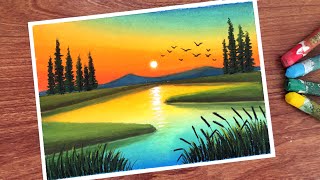 Dreamy Sunset Scenery Painting for beginners | Soft Oil Pastel Artwork screenshot 2