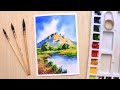 Watercolor painting for beginners mountain landscape step by step