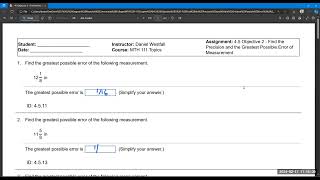4.5 Objective 2 - Find the Precision and the Greatest Possible Error of Measurement