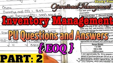 Inventory Management Related Numerical Problem Solving Classes | Operational Management 5th Semester
