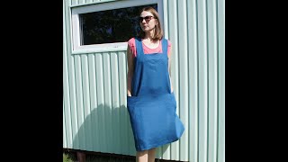 Linen apron, Cross back apron with pockets, Japanese style apron, Work dress, Pinafore linen apron. by LinenAroundMe 97 views 1 year ago 16 seconds