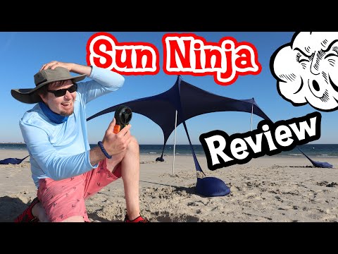 Sun Ninja Beach Tent (WIND TEST) Set Up & Review - YouTube