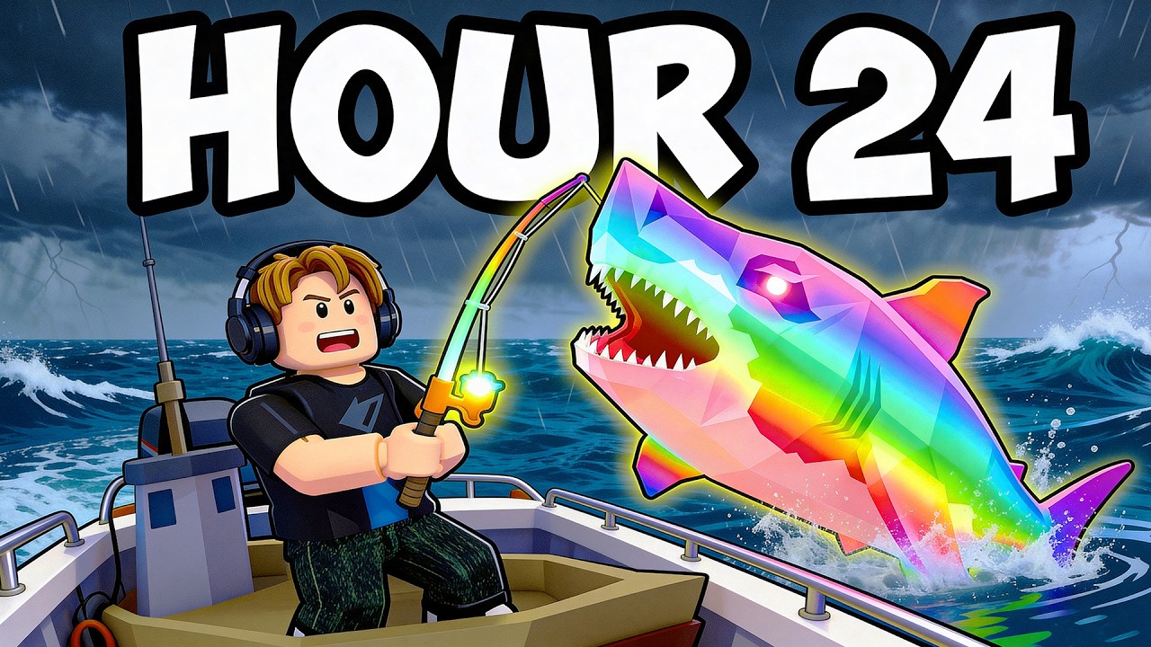 I Spent 24 Hours Hunting the MEGALODON in Roblox Fisch - YouTube