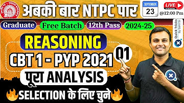 RRB NTPC 2024-25| Reasoning CBT-1| Reasoning 2021 Previous Year Paper Analysis | by Akash sir