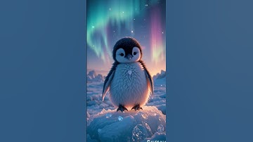 Magical Baby Penguin Under Northern Lights | 4K Animation#shorts #trending #cute #ai #cat #cartoon
