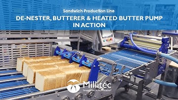Sandwich Production Line: Bread De-Nester, Top & Bottom Butterer, and Heated Butter Pump