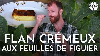 Préparation d'un flan aux feuilles de figuier, étape par étape