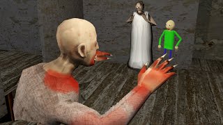 Granny and Baldi vs Evil Giant Grandpa - funny real life animation