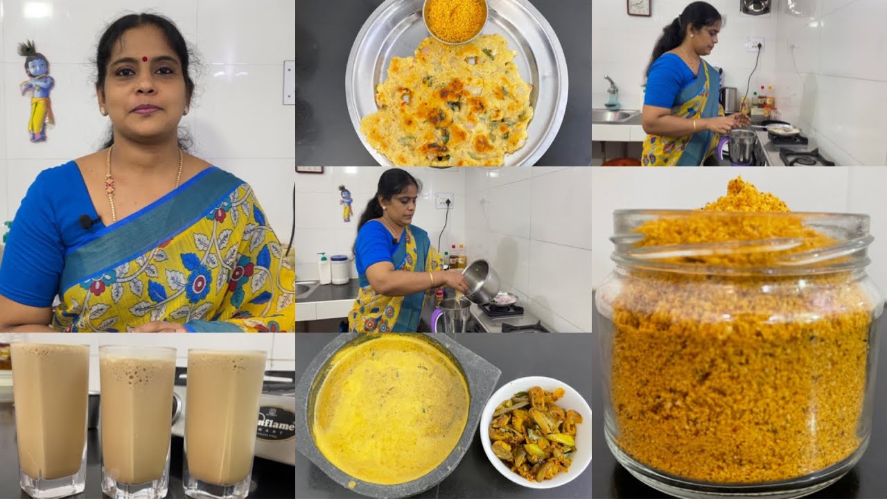 Cooking vlog | Vazhaipoo Karamani Kootu | Cold Coffee | Ellu Milagai Podi | Adai | Brinjal Fry