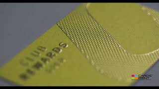 Casino card example with embossed metallic foil and UV varnish, gold and silver glitter