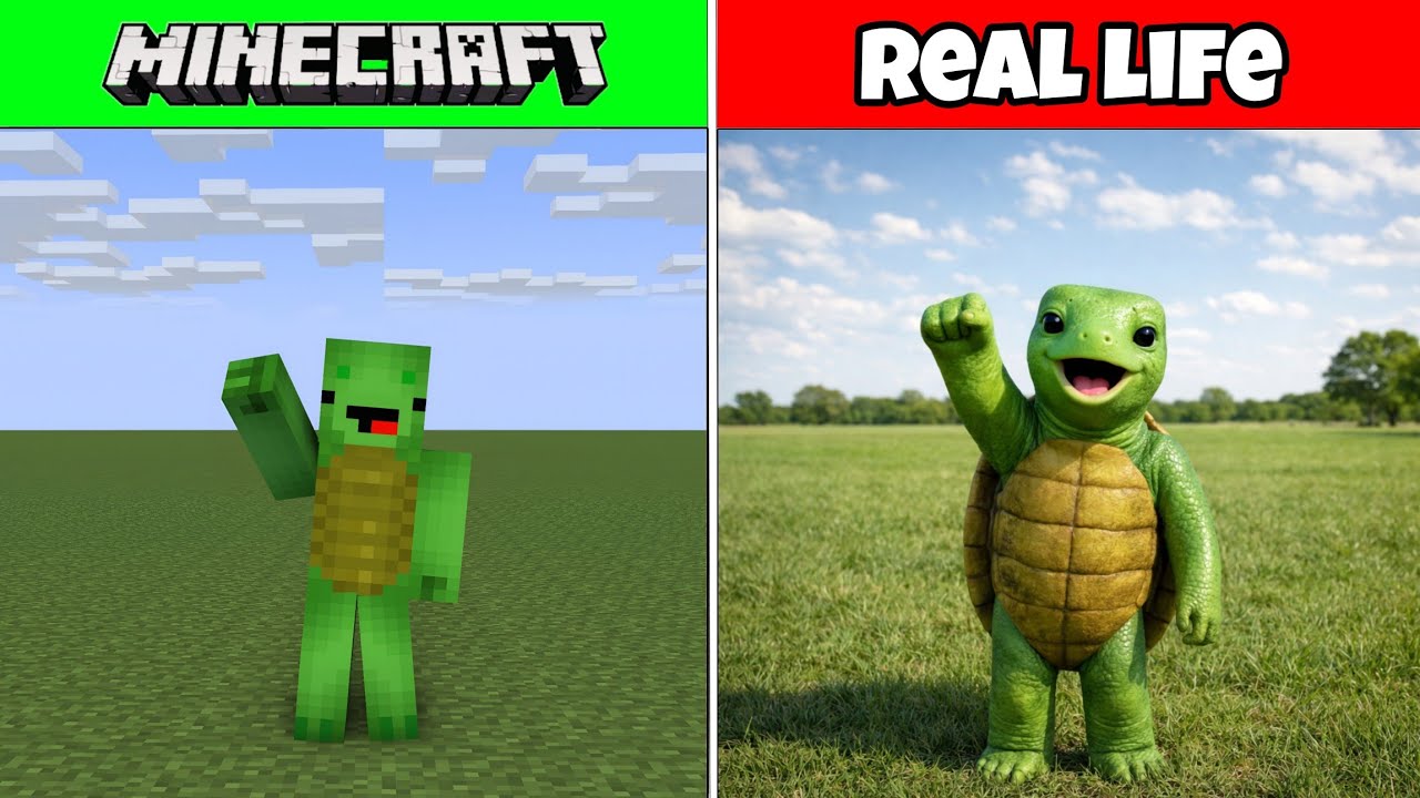 Minecraft Epic Mobs and Characters vs Real Life!