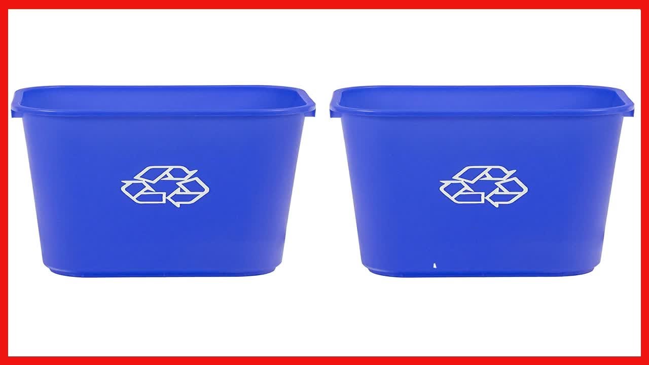 7 Gallon Commercial Office Wastebasket, Blue w/Recycle Logo, 2Pack YouTube