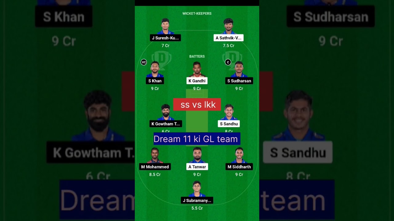 ss vs lkk match ki dream 11 team and prediction 