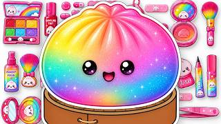 Paper DIY💖RAREST Glitter Rainbow Dumplings Squishy Glow Up 🥟How to Make RICH Squishies FUN Box