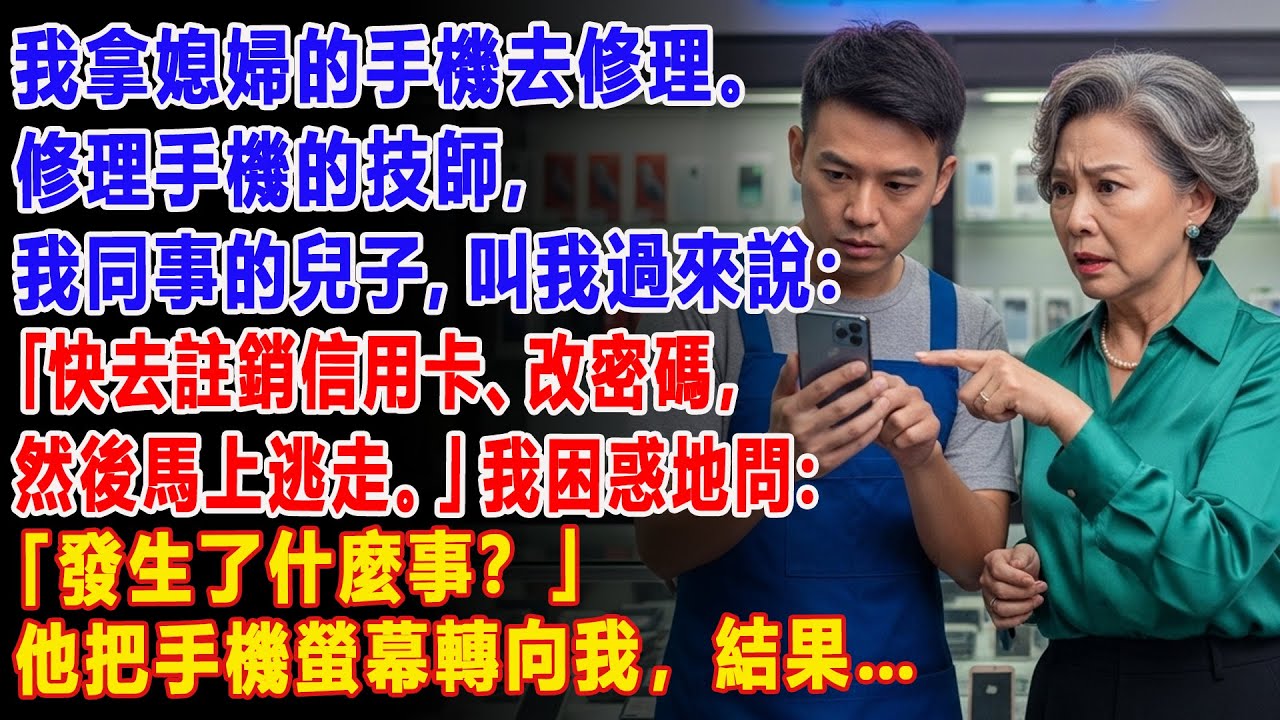 【真實故事】📱我拿媳婦的手機去修理，技師卻對我說：「快去註銷妳的卡💳，然後快逃🏃‍♀️！」😱| 父母子女冲突 | 真實故事 | 故事分享 | 情感故事 | 晚年哲理 | 說故事