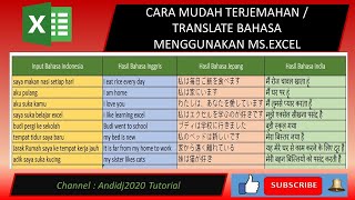 Rahasia Translate / Terjemahan bahasa menggunakan MS Excel