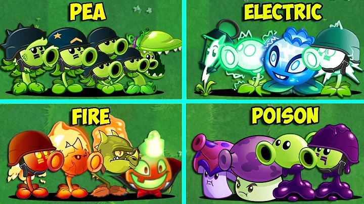 PVZ 2 - Random Plants 5 Team PEA x POISON x ELECTRIC x ICE x FIRE Battlez - Who WIll Win?