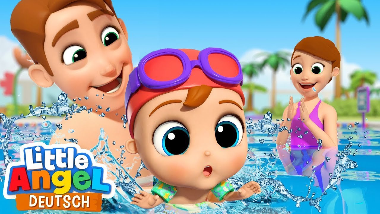 Das Schwimm-Lied | Kinderlieder und Cartoons | Little Angel | Moonbug Kids Deutsch