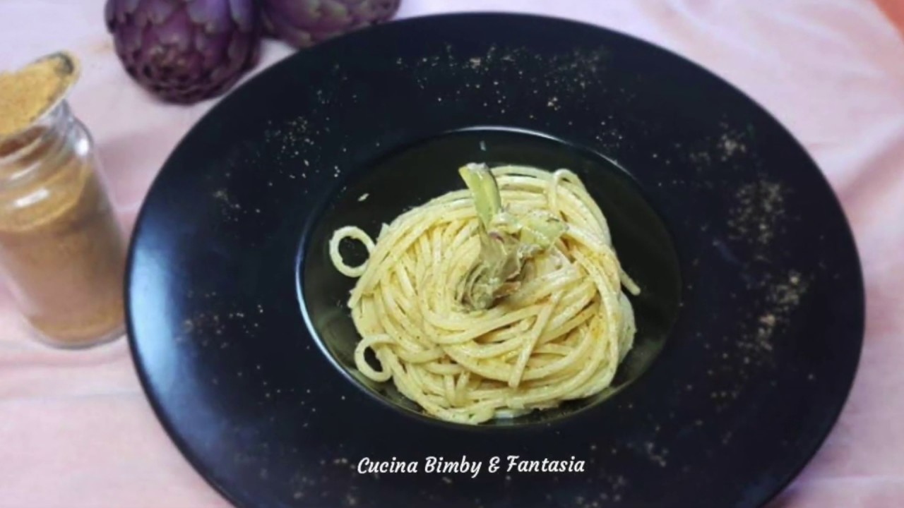 Spaghetti con crema di carciofi e bottarga