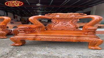 Bộ minh quốc voi cột 12 chân 14 gỗ hương đá - Vân Víp