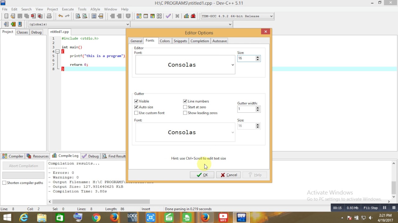 โหลด โปรแกรม ภาษา ซี  New 2022  How to zoom in Dev C/C++