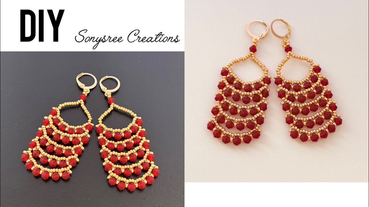 Arch Bicone Earrings || How to Make beaded earrings 