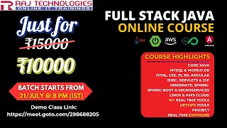 Full Stack Java Developer Course with Real-Time Projects | Online Training for 2025