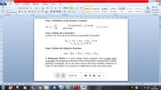 Knapsack and Assignment problems, combinatorial optimization 2 part 1