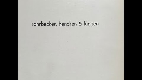 Rohrbacker, Hendren & Kingen 1974 *Look Towards Tomorrow*