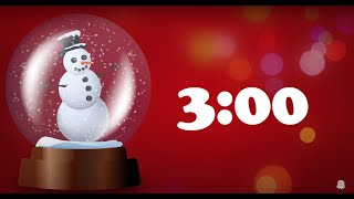 3 Minute Timer, Christmas Music, Animated Snowman Snow Globe, White Numbers on Red screenshot 1