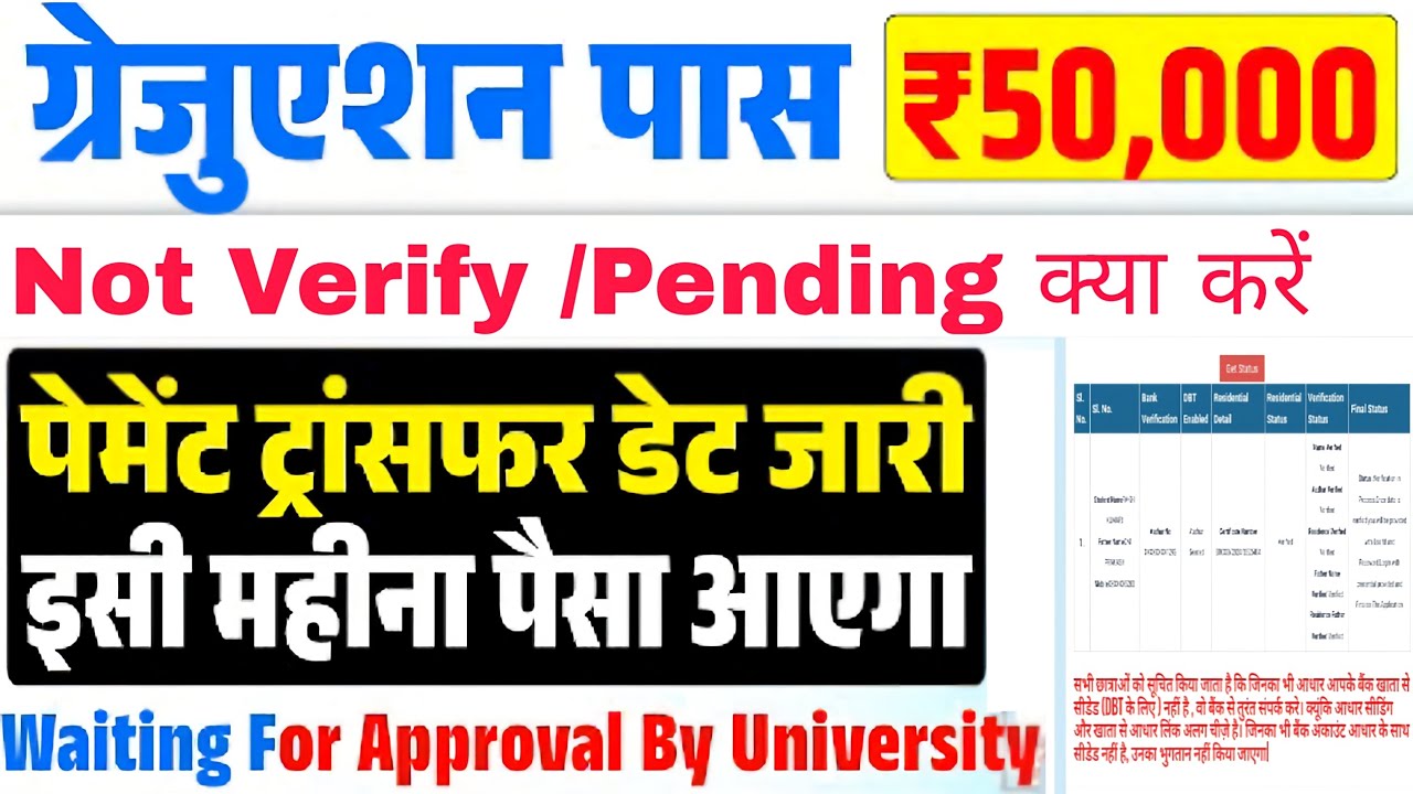 Bihar Graduation Scholarship 50000 Payment Ready कब आ रहा हैं | Application Not Verify and Pending