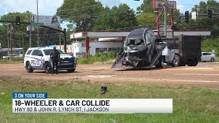 Car 18-wheeler collide at Highway 80 intersection in Jackson