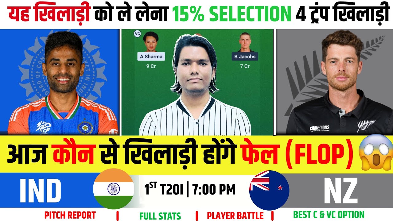 IND VS NZ Dream11 Prediction / IND VS NZ Today Match Prediction / IND VS NZ Dream11 / 1ST T20