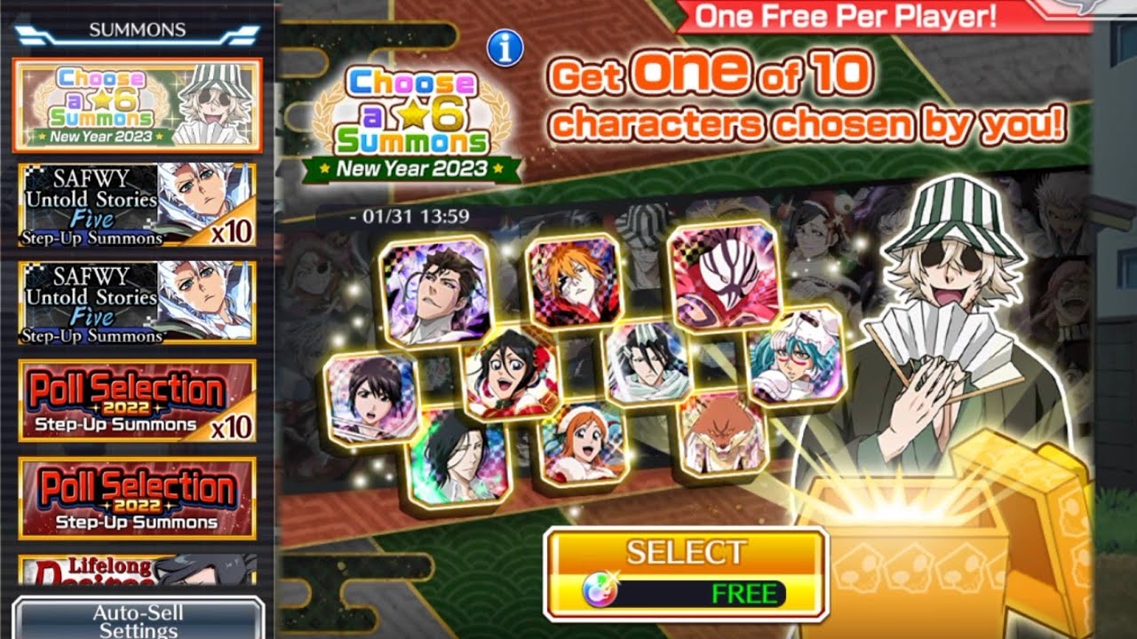 Bleach Brave Souls Indonesia Choose a 🌟6 Summons New Year 2023