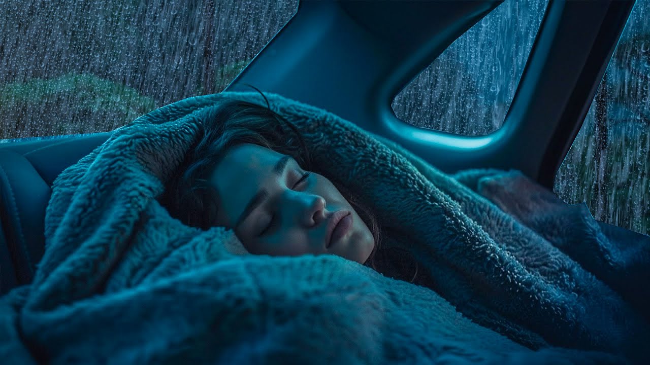 Sleep Instantly in 3 Minutes with Heavy Rain & Thunder camping Car at Night - Natural White noise
