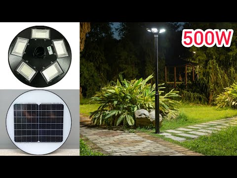 ไฟถนนโซล่าเซลล์ 500W《ไฟ 5ช่อง》สว่างถึงเช้า