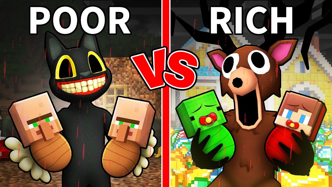 Villagers POOR vs JJ & Mikey RICH Were Adopted By Mobs in Minecraft (Maizen)