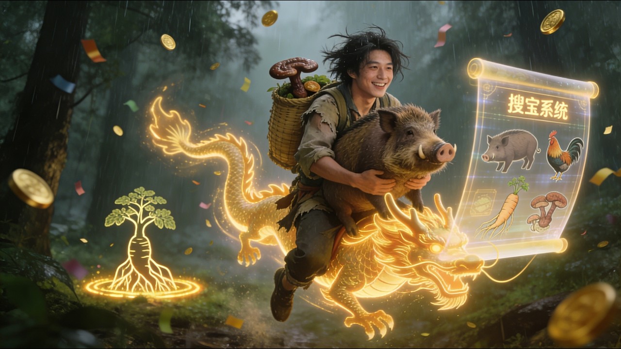 【完結】一鋤頭挖出人參靈芝，順手撿條龍當坐騎，窮小子激活尋寶系統帶村民致富！