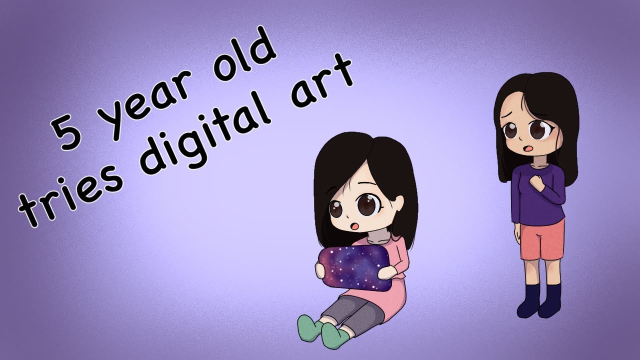 My little sister tries digital art for the first time - YouTube